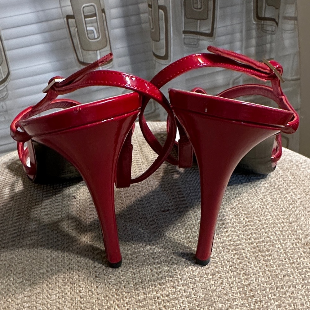 Escada Red Chain Embellished Heels - Picture 4 of 6
